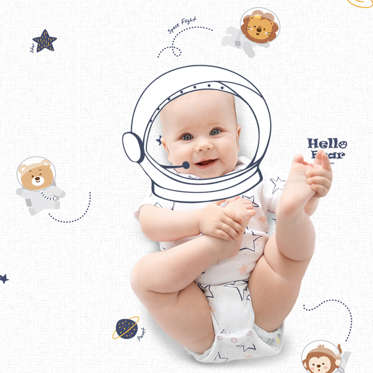 아소방프라임 유아 놀이방매트 헬로베어 우주비행사 210